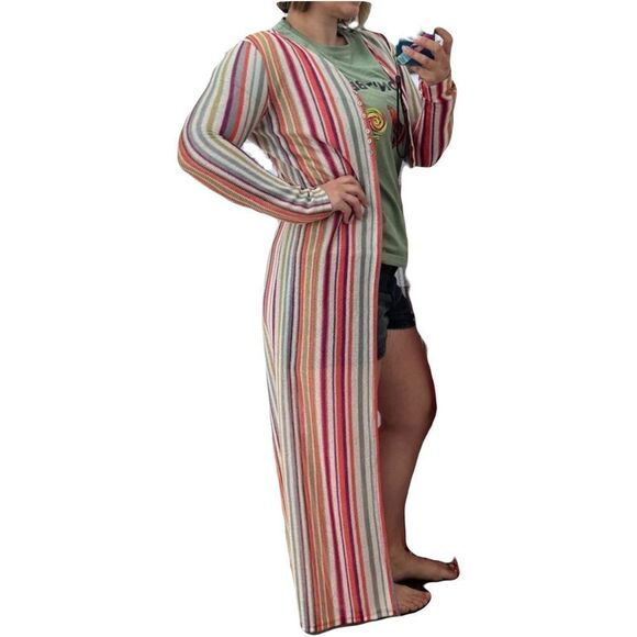 Striped Lightweight Maxi Duster - Picture 1 of 10